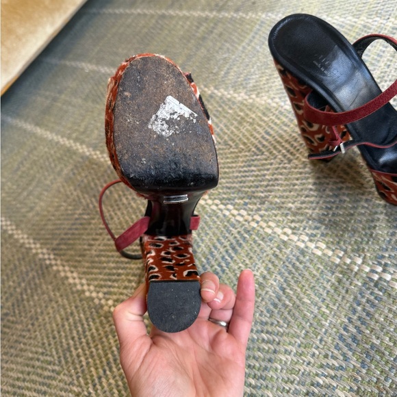 Gucci Leopard Print Platform Sandals - Black and Brown - Picture 2 of 7